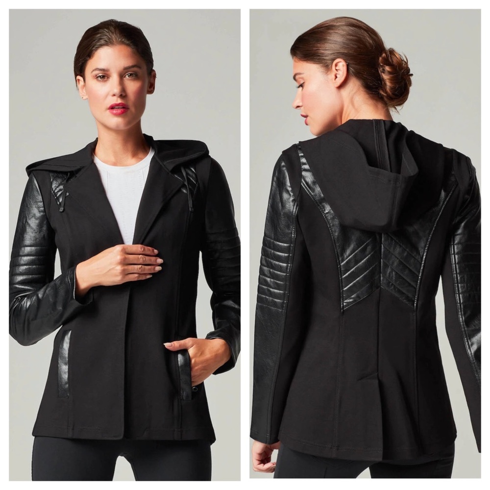 Blanc Noir Hooded Blazer Jacket in Black size XS